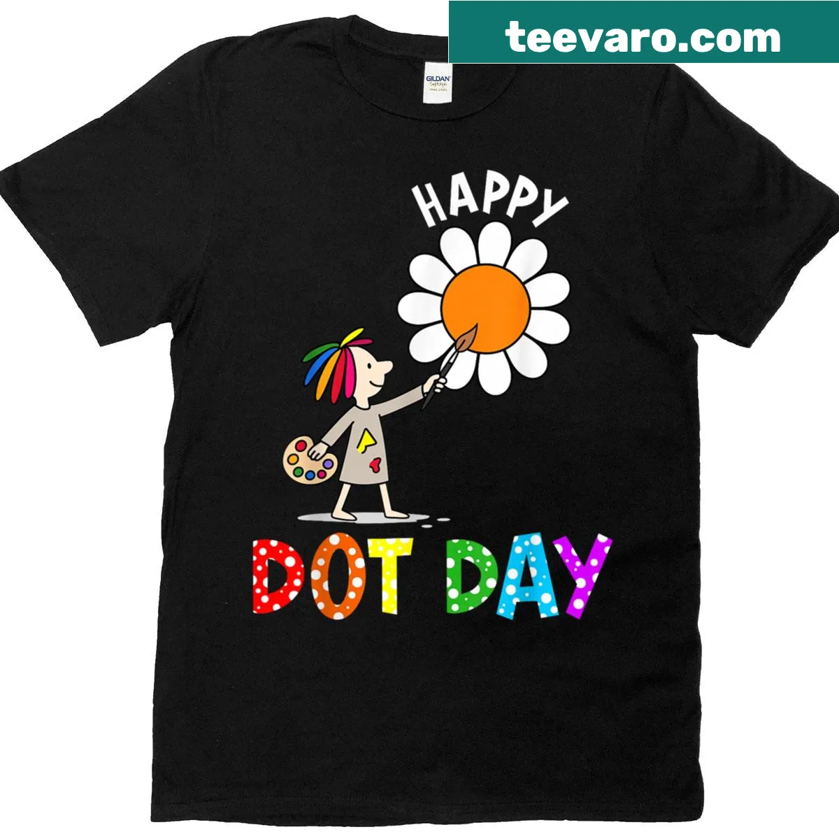 Kids T-shirt celebrating World Dot Day with colorful polka dots — on a men's t-shirt