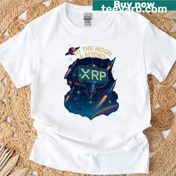 XRP cryptocurrency themed T-shirt with space design elements