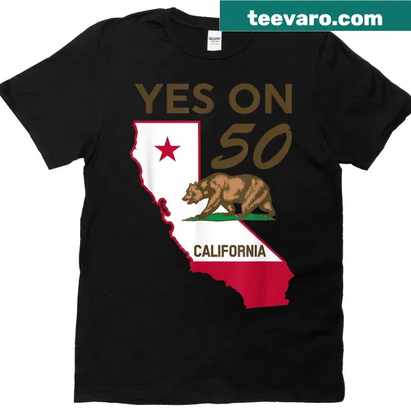 California bear graphic T-shirt supporting Yes On 50