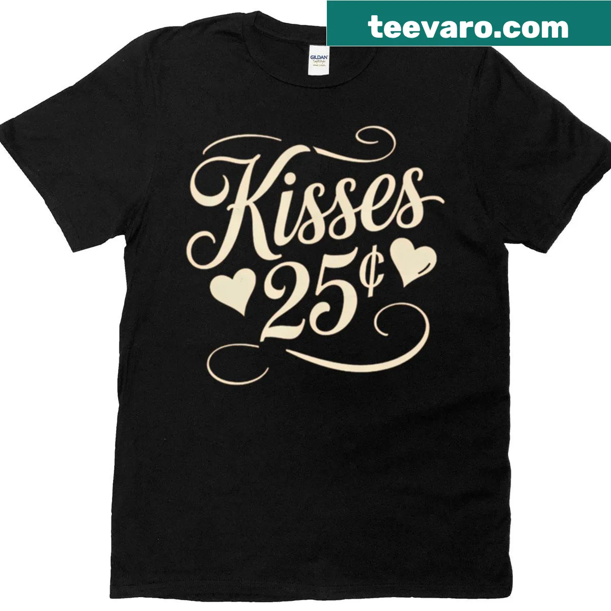 Funny Valentine's Day t-shirt with a kissing booth theme — on a men's t-shirt