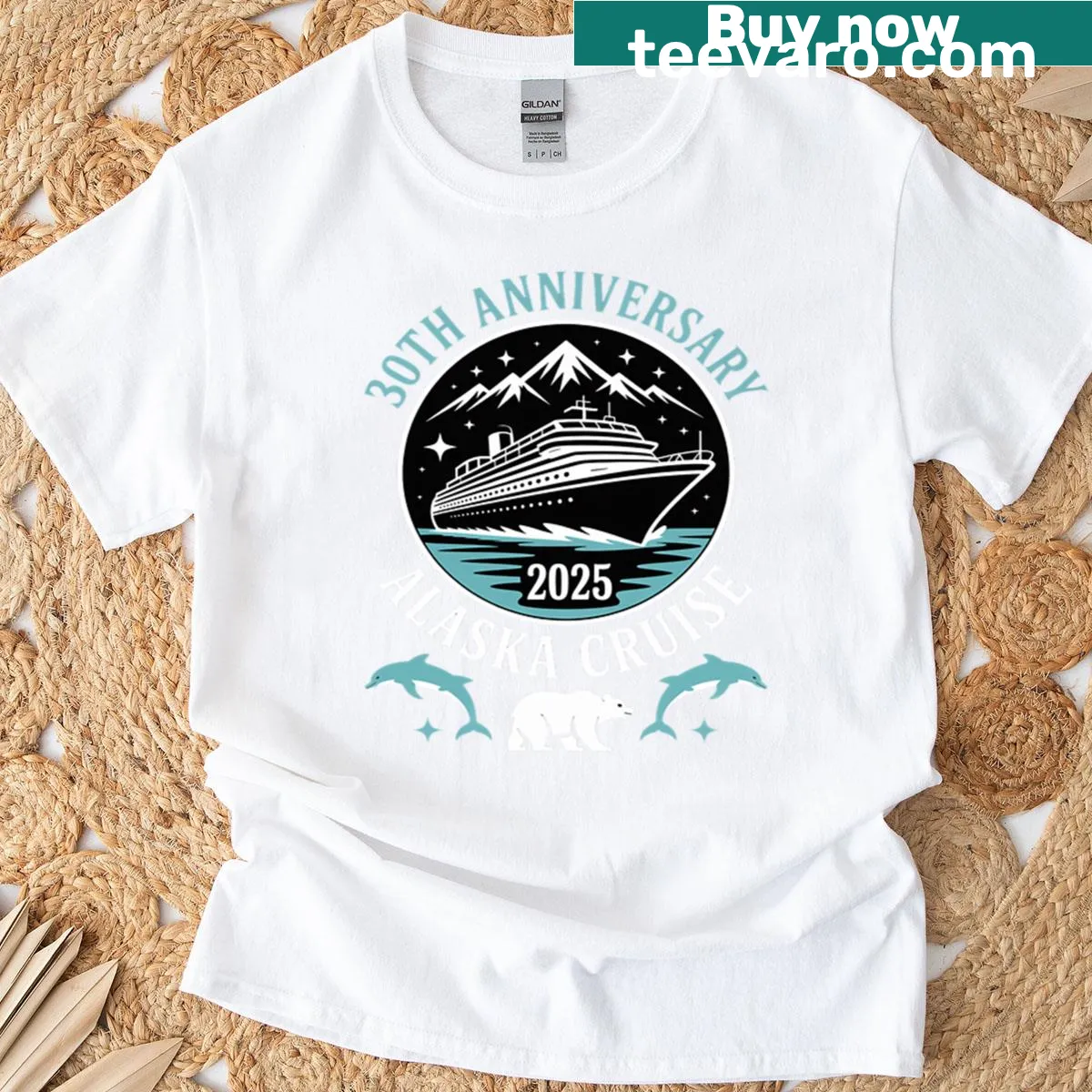 T-shirt featuring a graphic for a 30th anniversary cruise in Alaska — on a men's t-shirt