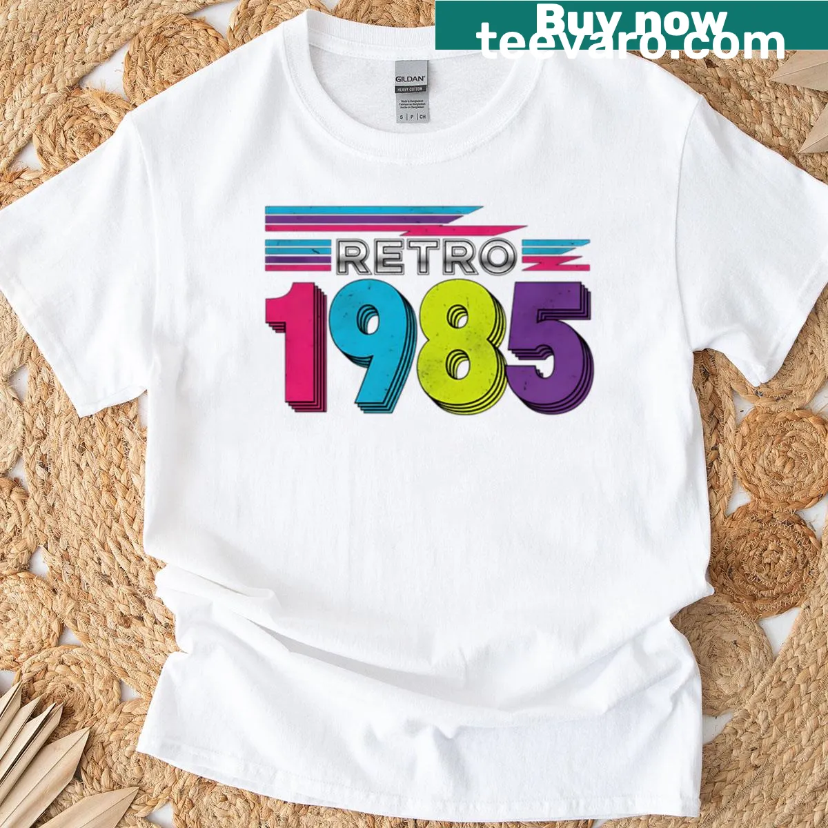 Vintage distressed T-shirt celebrating 45th birthday with 1985 printed — on a men's t-shirt