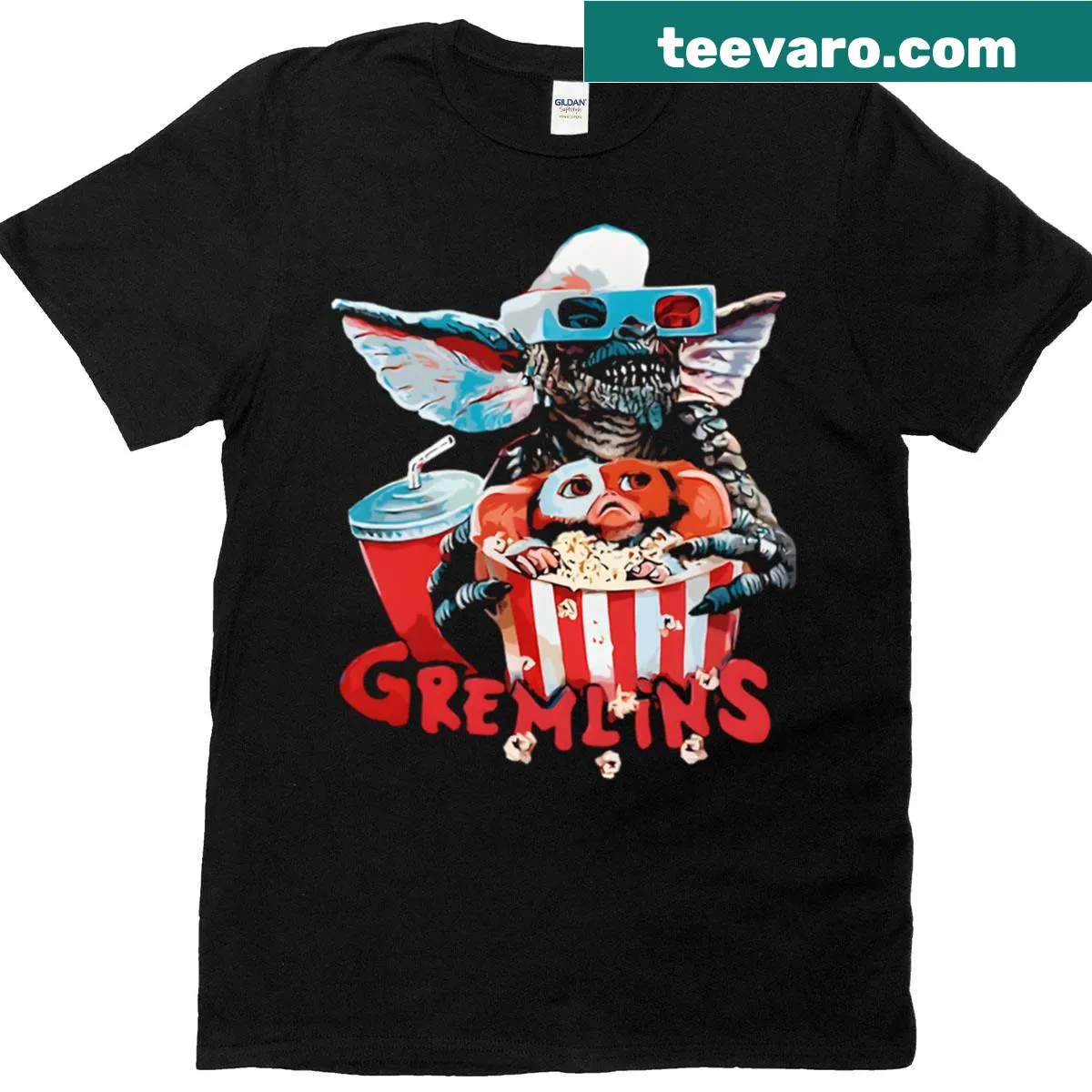 Funny vintage t-shirt featuring a mix of 80s Christmas and horror themes. — on a men's t-shirt