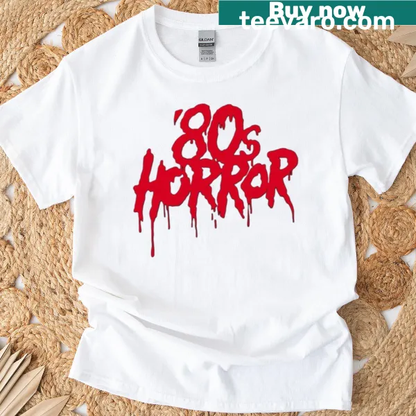 Vintage-style T-shirt featuring iconic horror motifs from the 80s.
