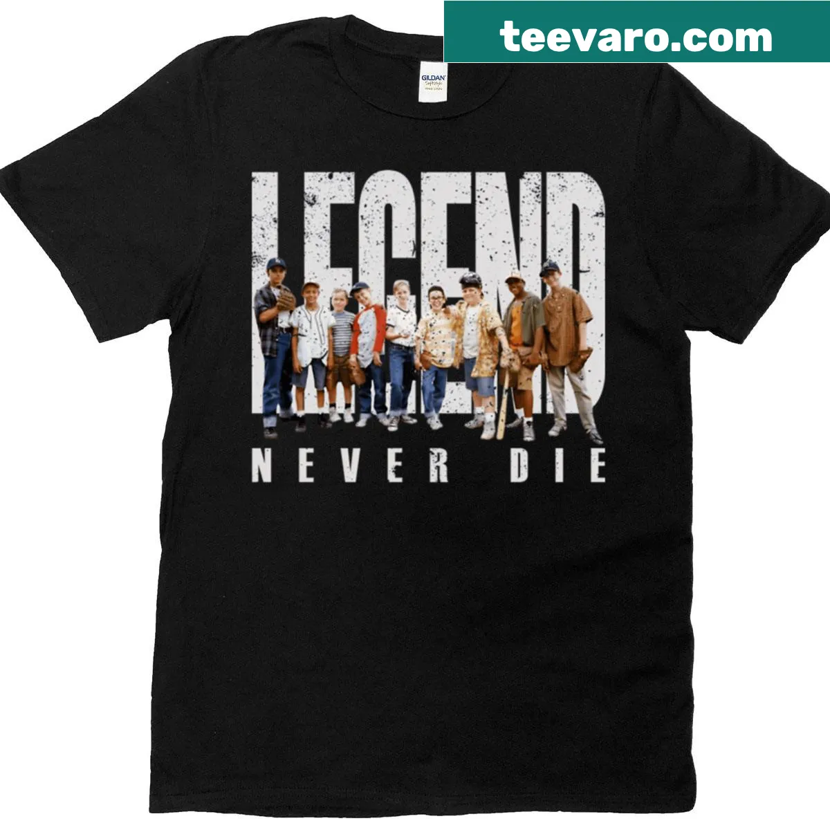 Funny t-shirt for children featuring retro movie and baseball graphics — on a men's t-shirt
