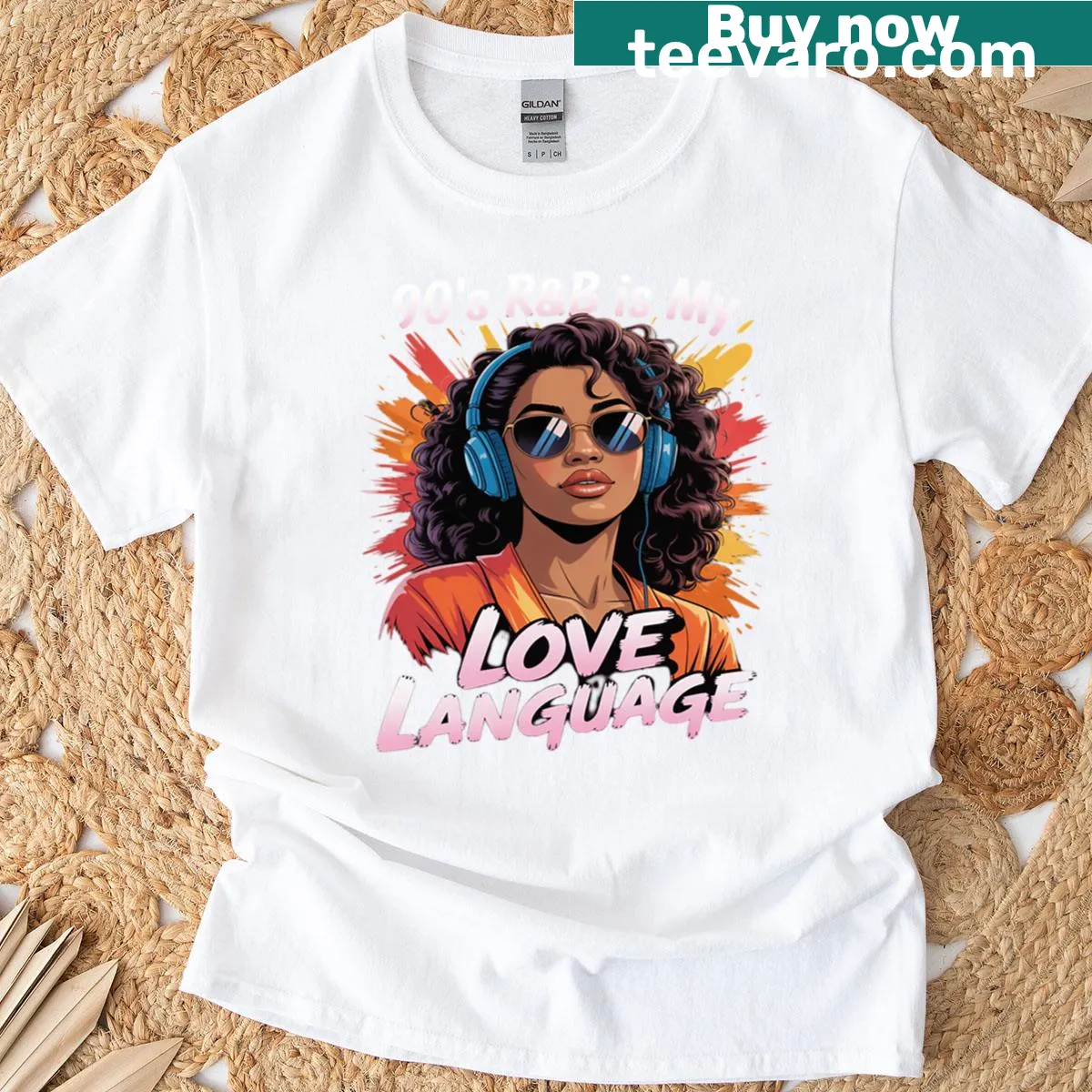 R&B themed t-shirt with 'R&B Is My Love Language' text — on a men's t-shirt