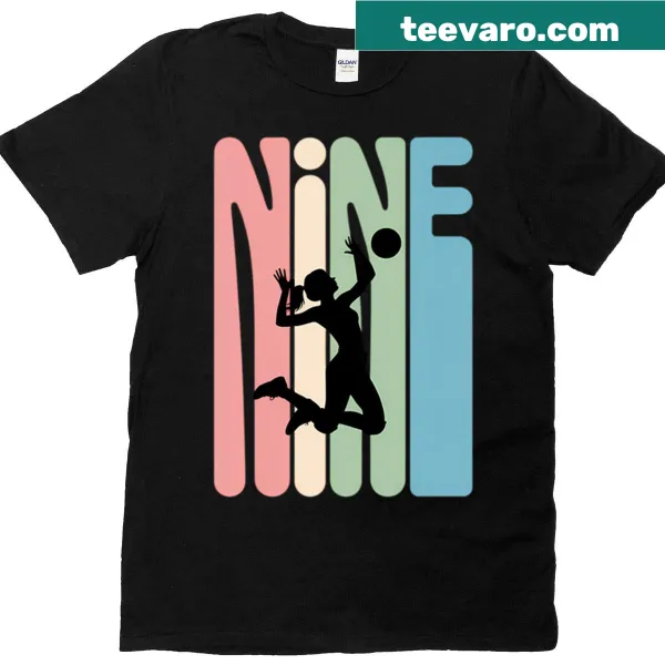 Retro volleyball graphic T-shirt for 9-year-old girls with fun text