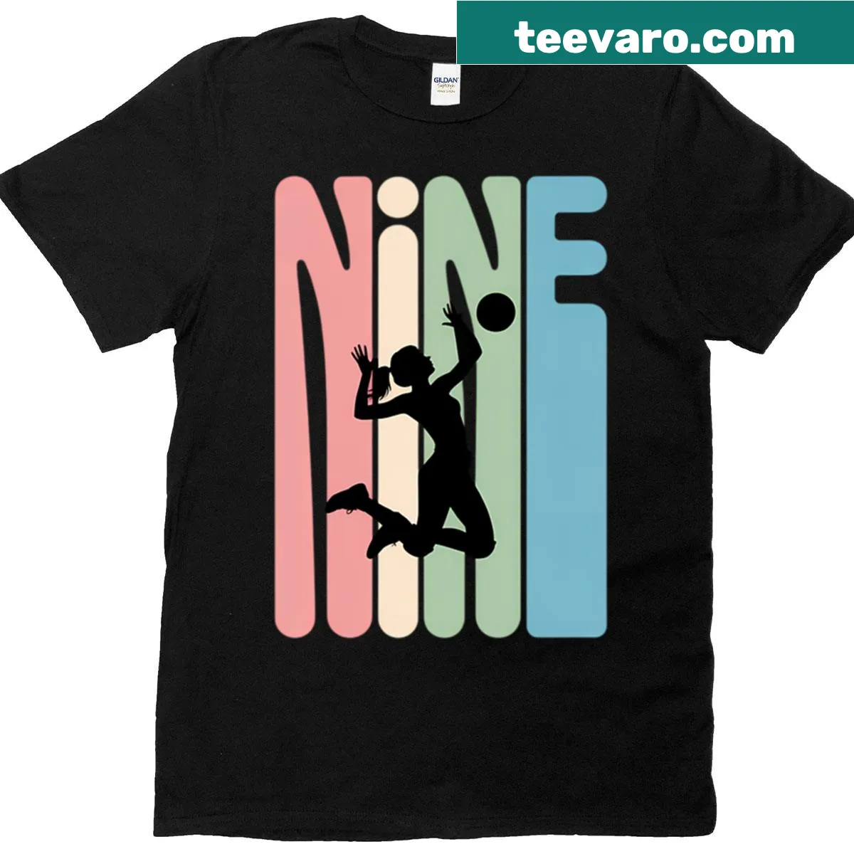 Retro volleyball graphic T-shirt for 9-year-old girls with fun text — on a men's t-shirt