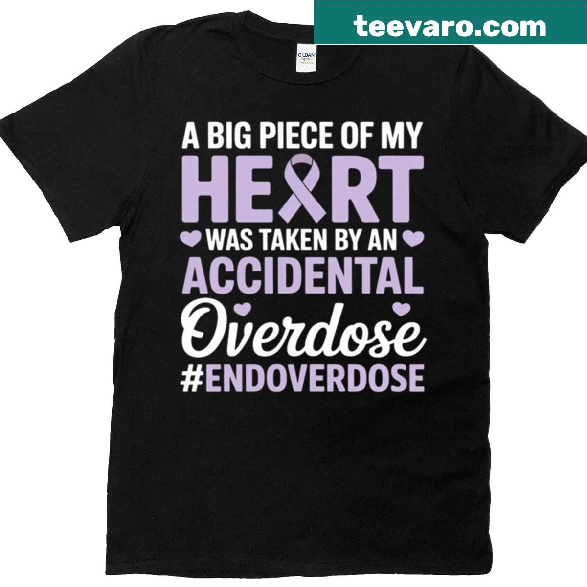 Awareness T-shirt for drug addiction and overdose awareness — on a men's t-shirt