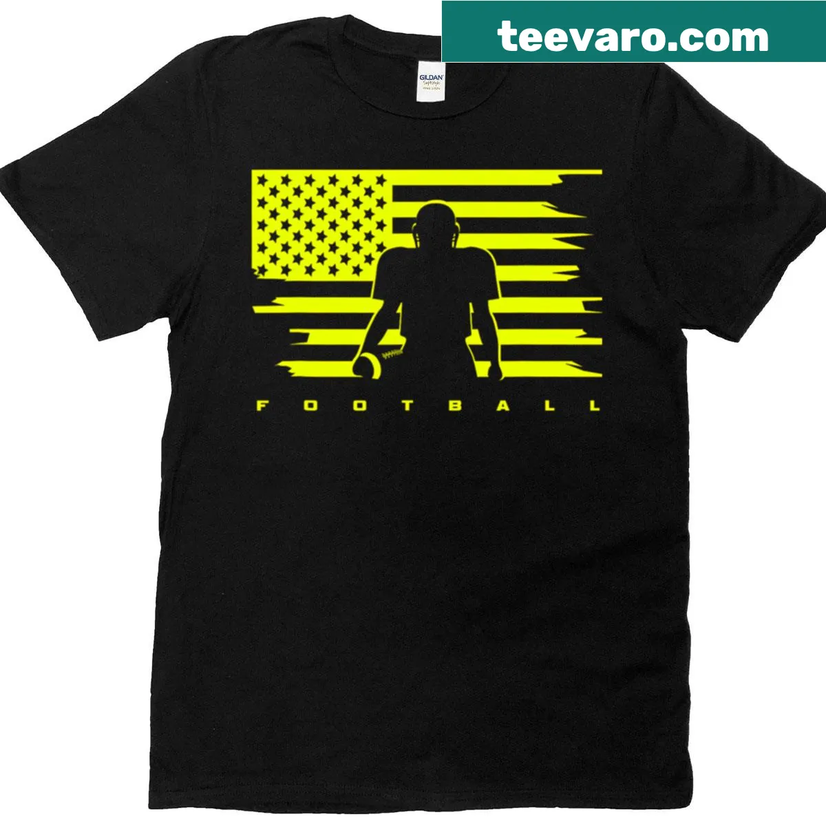Illustrative football graphic T-shirt for sports enthusiasts — on a men's t-shirt