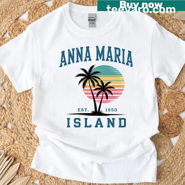 Illustration of palm trees on Anna Maria Florida beach t-shirt