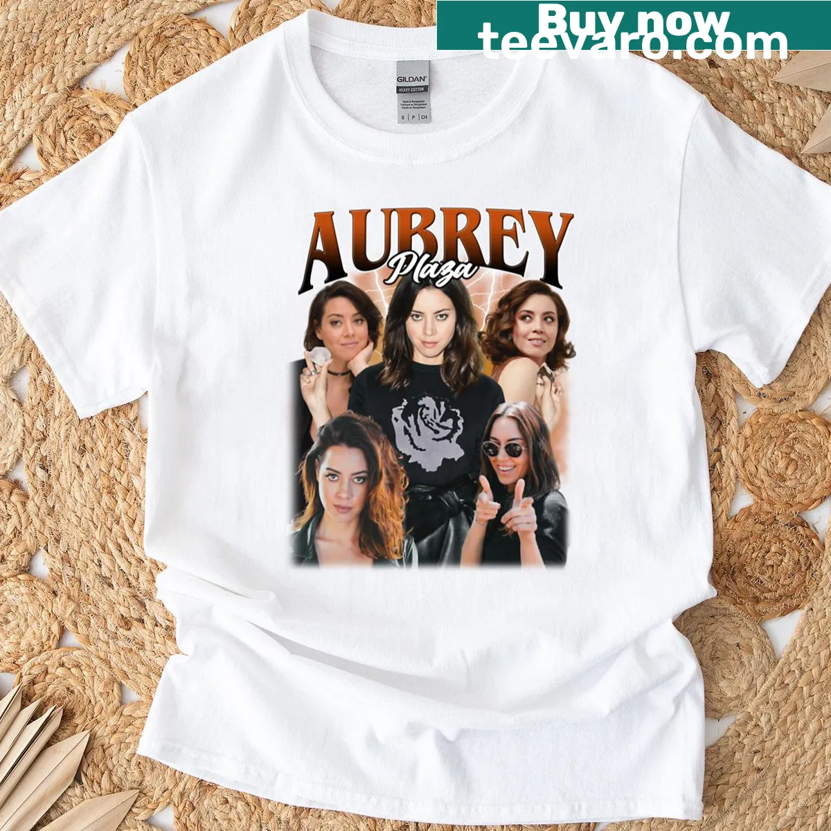 Retro 90s T-shirt featuring Aubrey Plaza inspired graphic — on a men's t-shirt