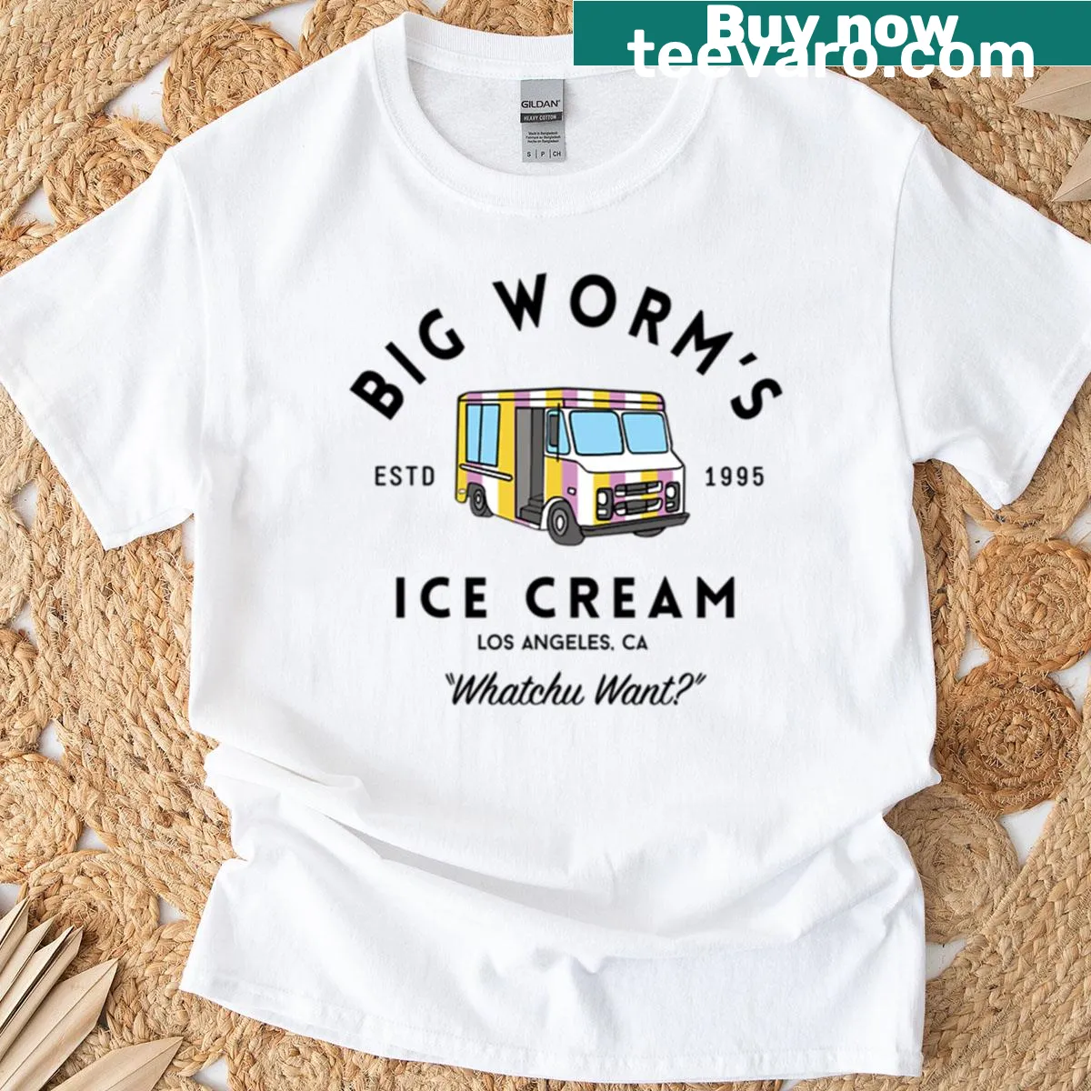 Funny T-shirt with illustration of worms eating ice cream. — on a men's t-shirt