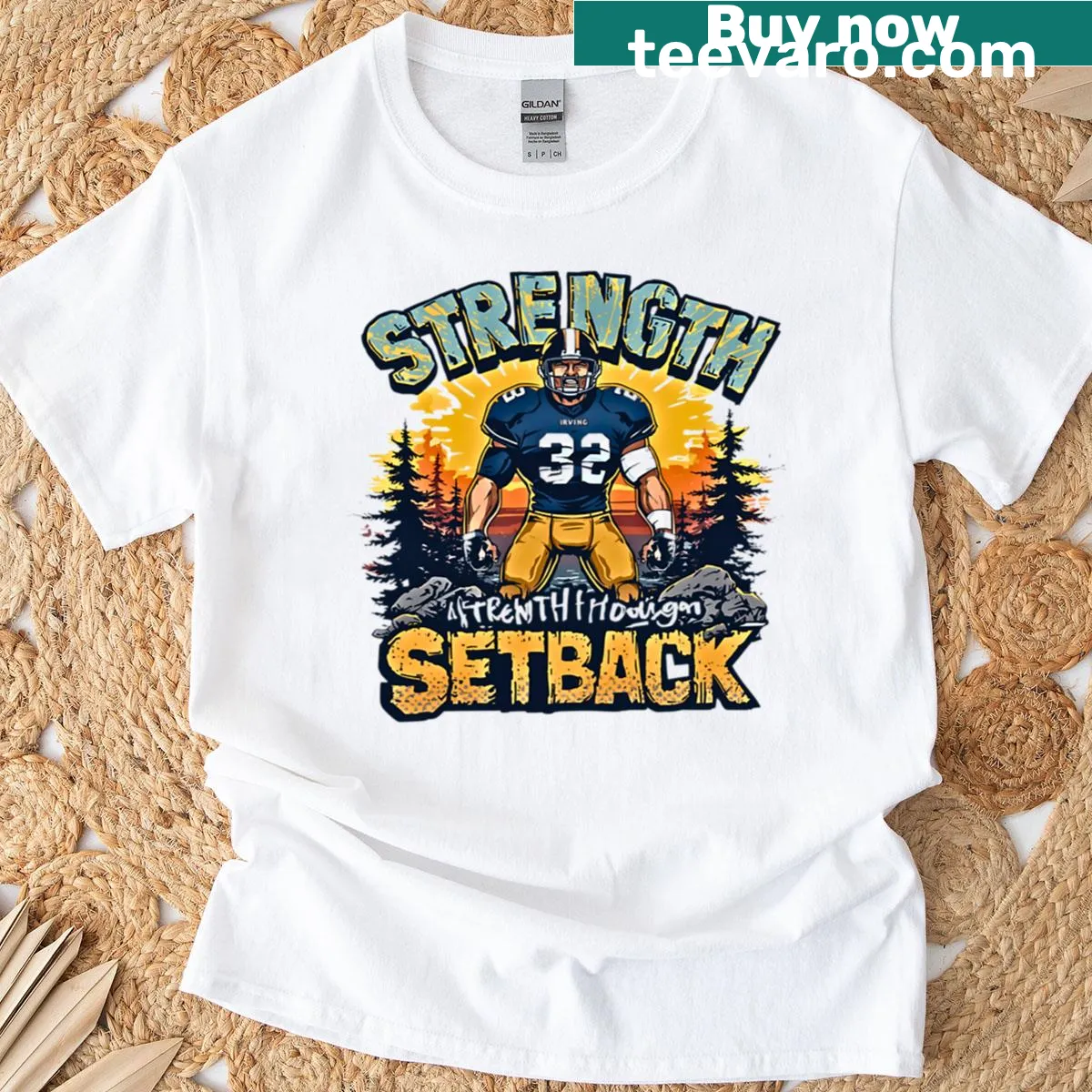 Inspirational college football-themed t-shirt with artistic design — on a men's t-shirt