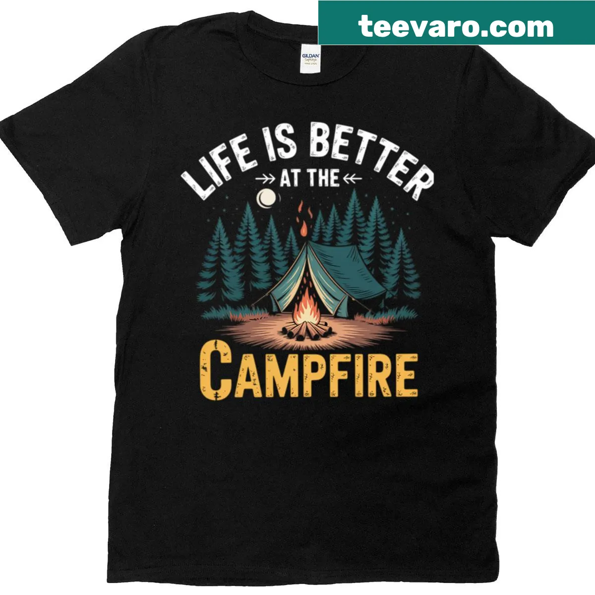 Illustration of camping graphics on a family matching t-shirt — on a men's t-shirt