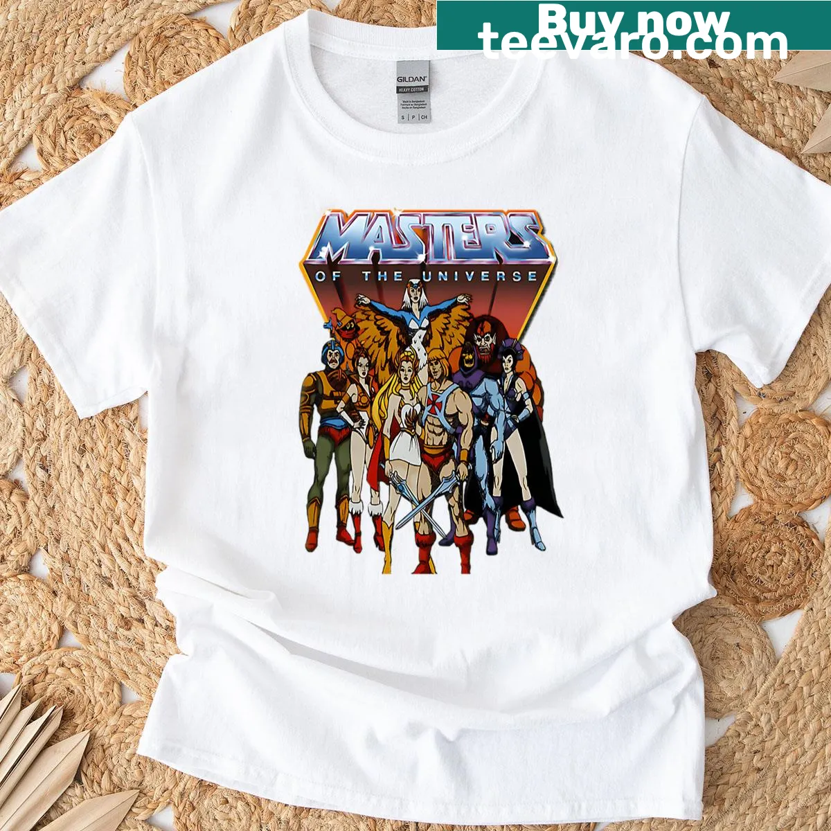Vintage-style T-shirt with cartoon graphics celebrating 80s movies — on a men's t-shirt