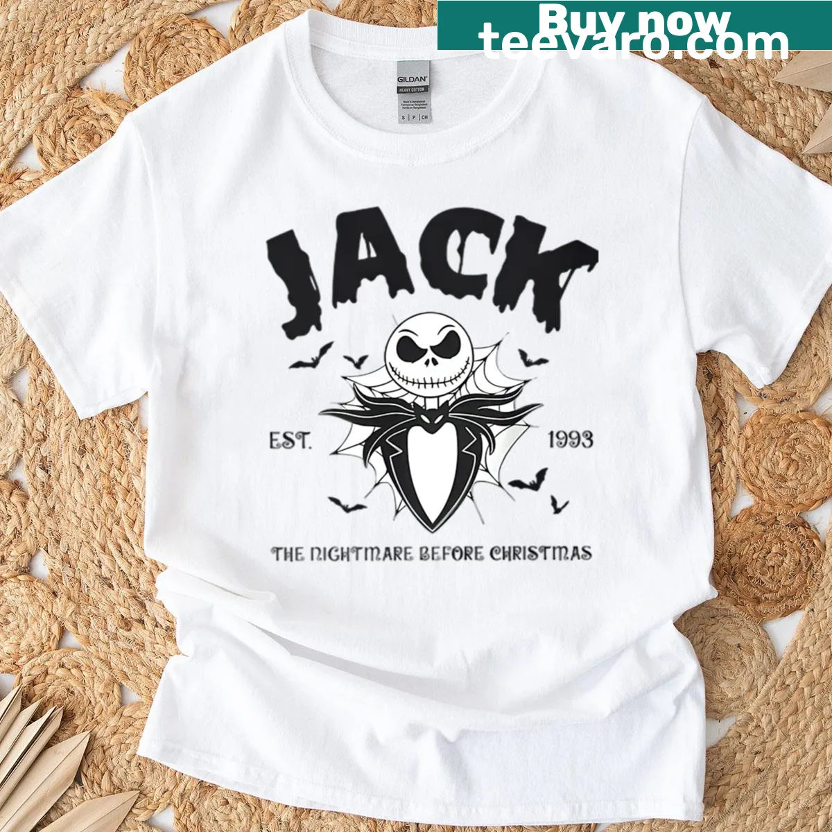 Cartoon-style T-shirt featuring humorous Halloween characters — on a men's t-shirt