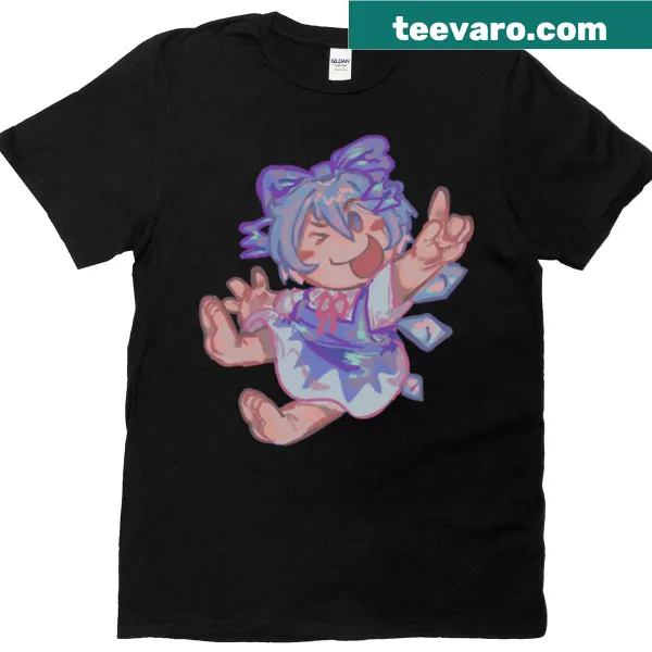 Chibi Cirno graphic from Touhou Project on a t-shirt