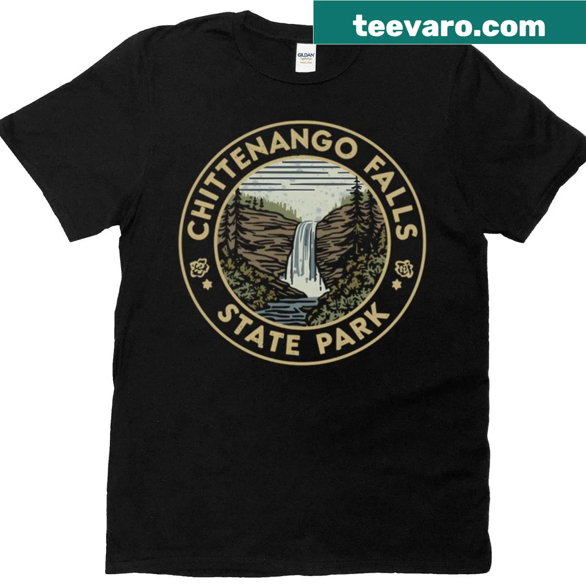 Illustration of Chittenango Falls on a t-shirt — on a men's t-shirt