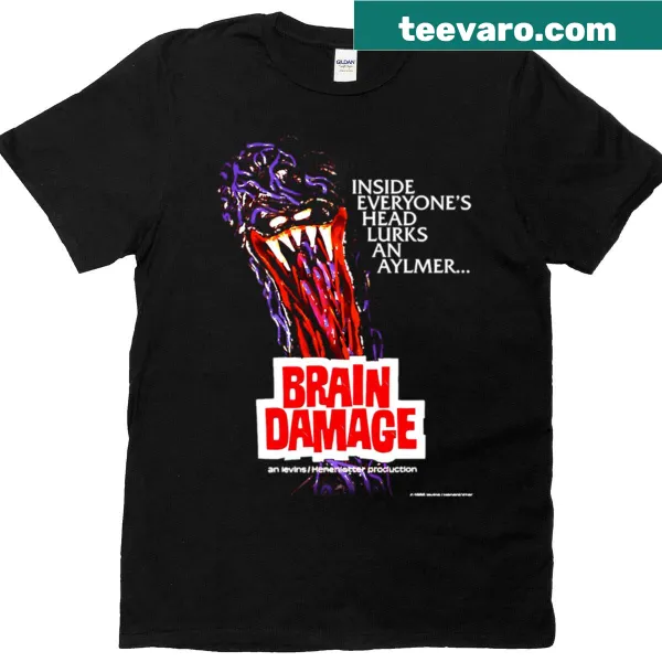 Funny T-shirt featuring cult comedy and horror elements.
