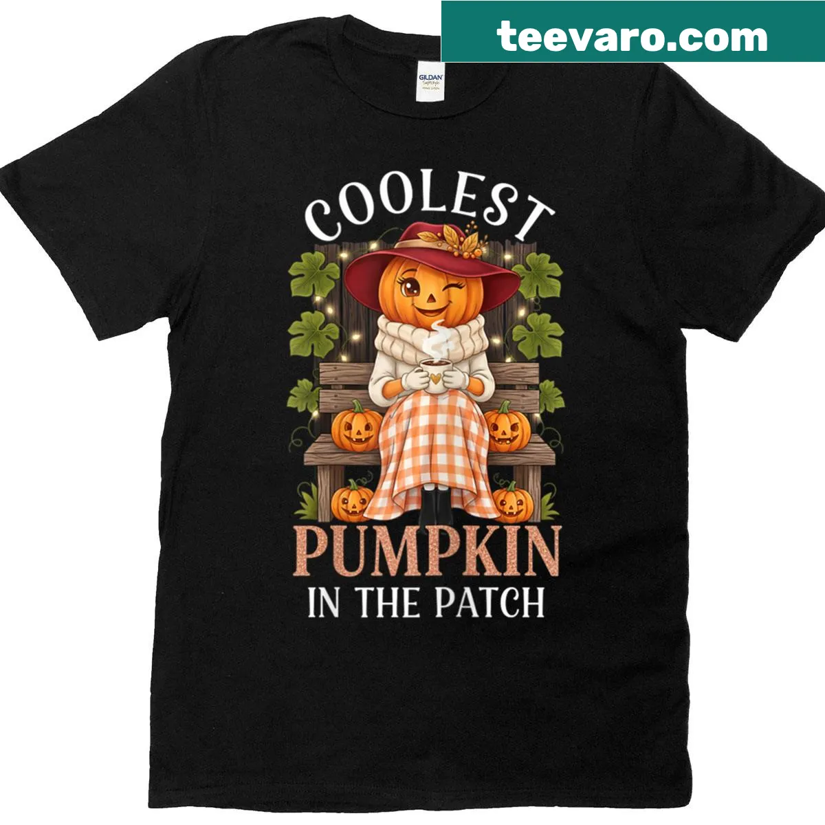 Vintage-style 'Coolest Pumpkin In The Patch' T-shirt for boys. — on a men's t-shirt