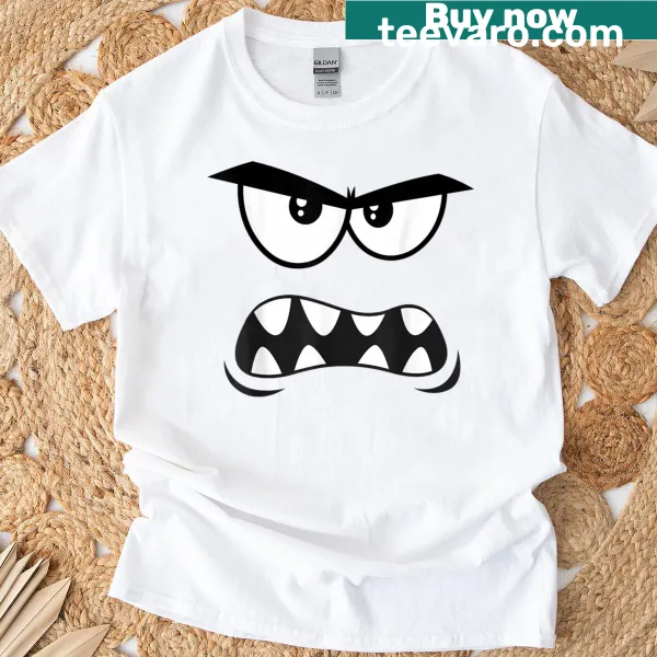 Funny Halloween t-shirt featuring a creepy carrot face illustration.