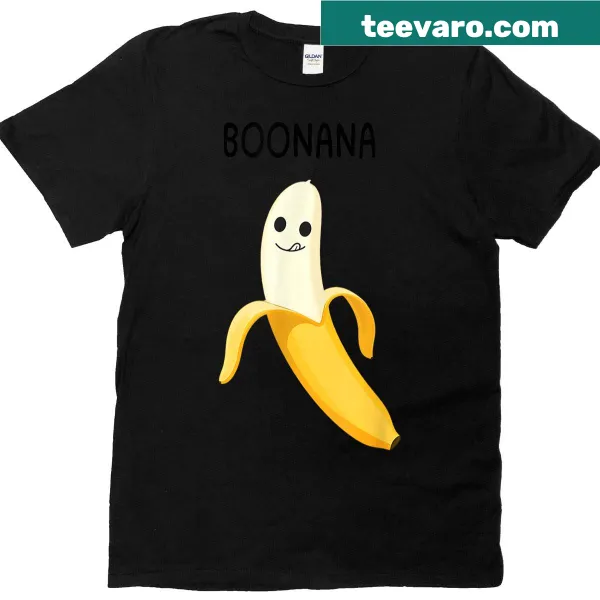 Cute cartoon graphic of a ghost banana for kids' Halloween t-shirt.