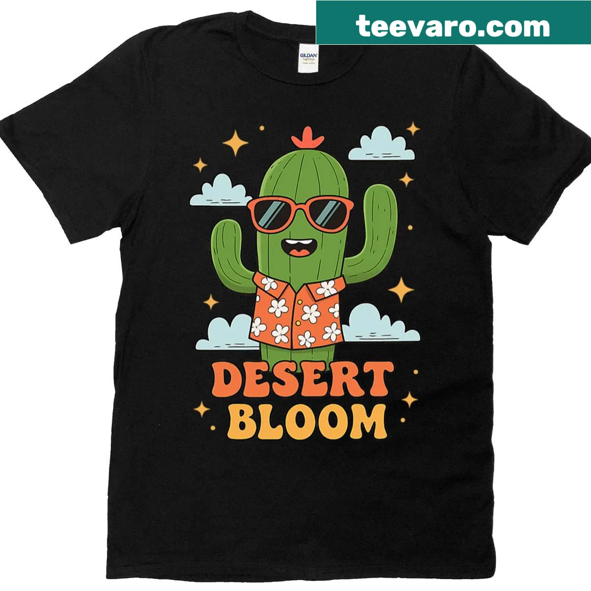 Illustration of desert flowers on a T-shirt — on a men's t-shirt