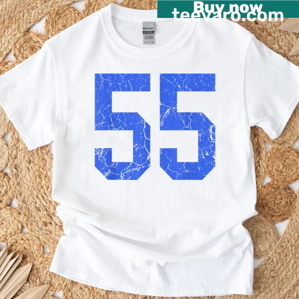 Distressed jersey t-shirt with number 55 graphic