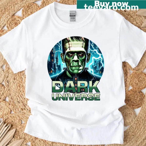 Vintage distressed Frankenstein monster t-shirt with dark theme