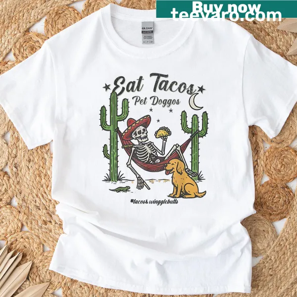 Cute illustration T-shirt combining tacos and dogs
