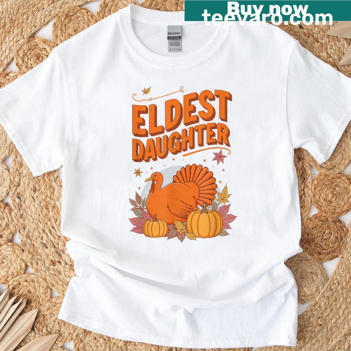 Typography shirt celebrating eldest daughters for Thanksgiving — on a men's t-shirt