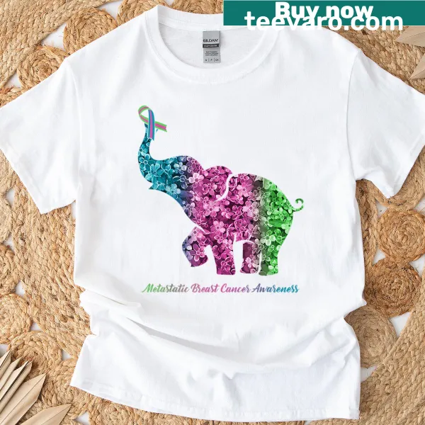 Elephant with flower graphic for breast cancer awareness t-shirt