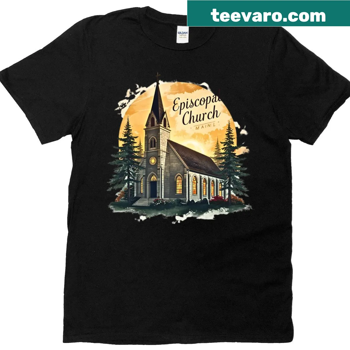 T-shirt featuring Episcopal Church inspired artwork design — on a men's t-shirt