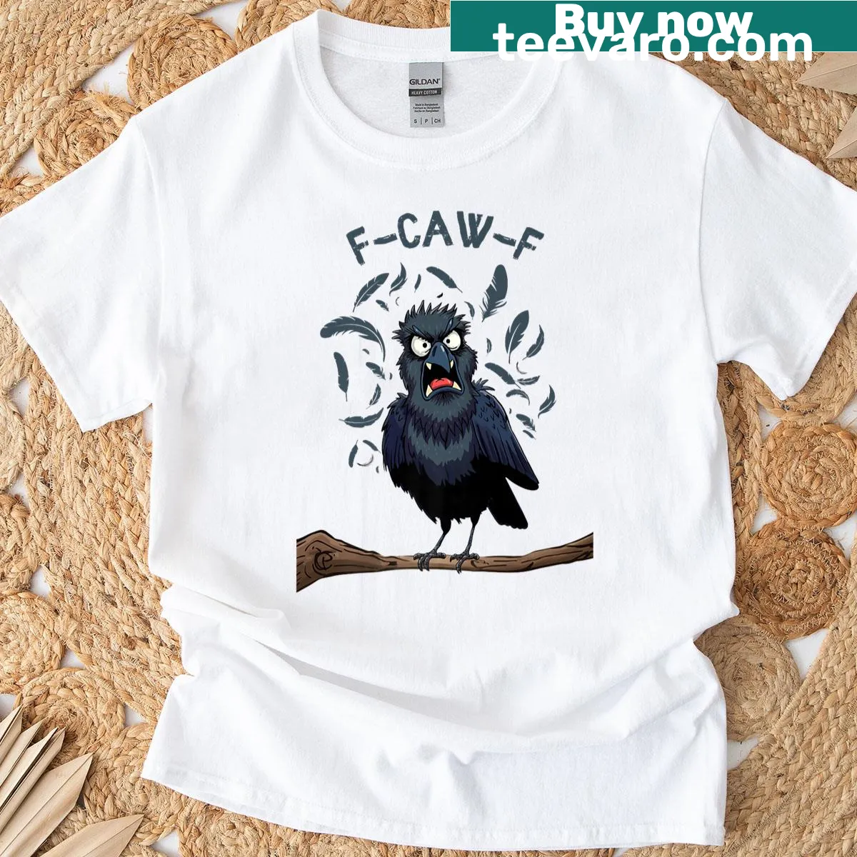 Funny meme crow T-shirt featuring a messy bird design — on a men's t-shirt