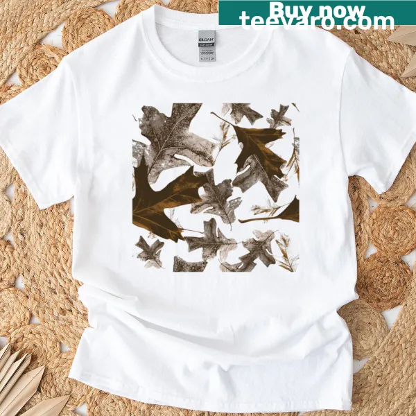 Chainsaw and falling leaves graphic T-shirt