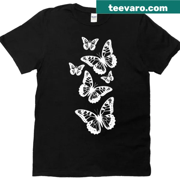 Elegant black and white butterfly T-shirt design