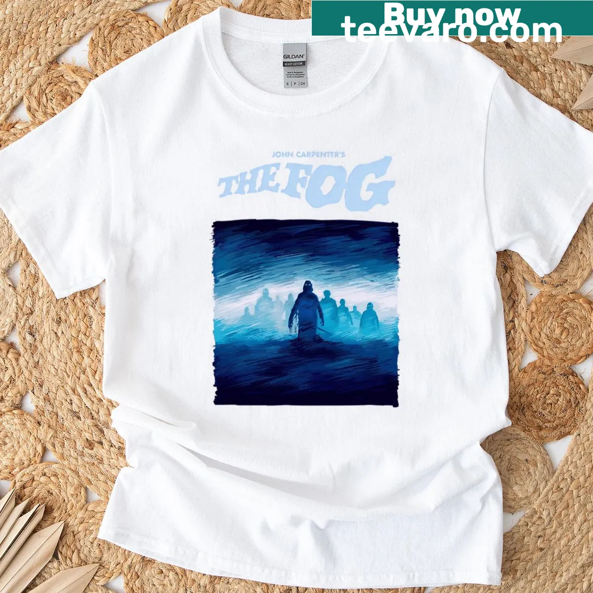 Retro horror film t-shirt featuring ghost imagery — on a men's t-shirt