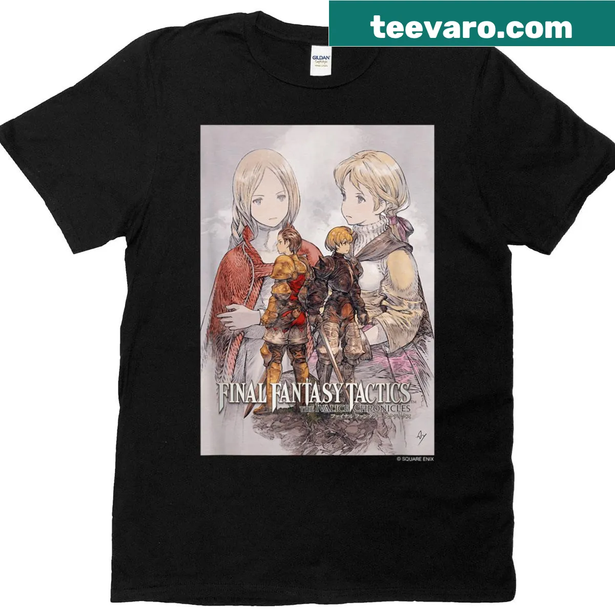T-shirt featuring key visual art from Final Fantasy Tactics — on a men's t-shirt