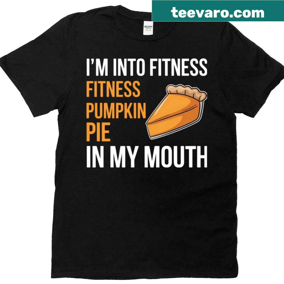 Funny Thanksgiving t-shirt with pumpkin pie slogan — on a men's t-shirt
