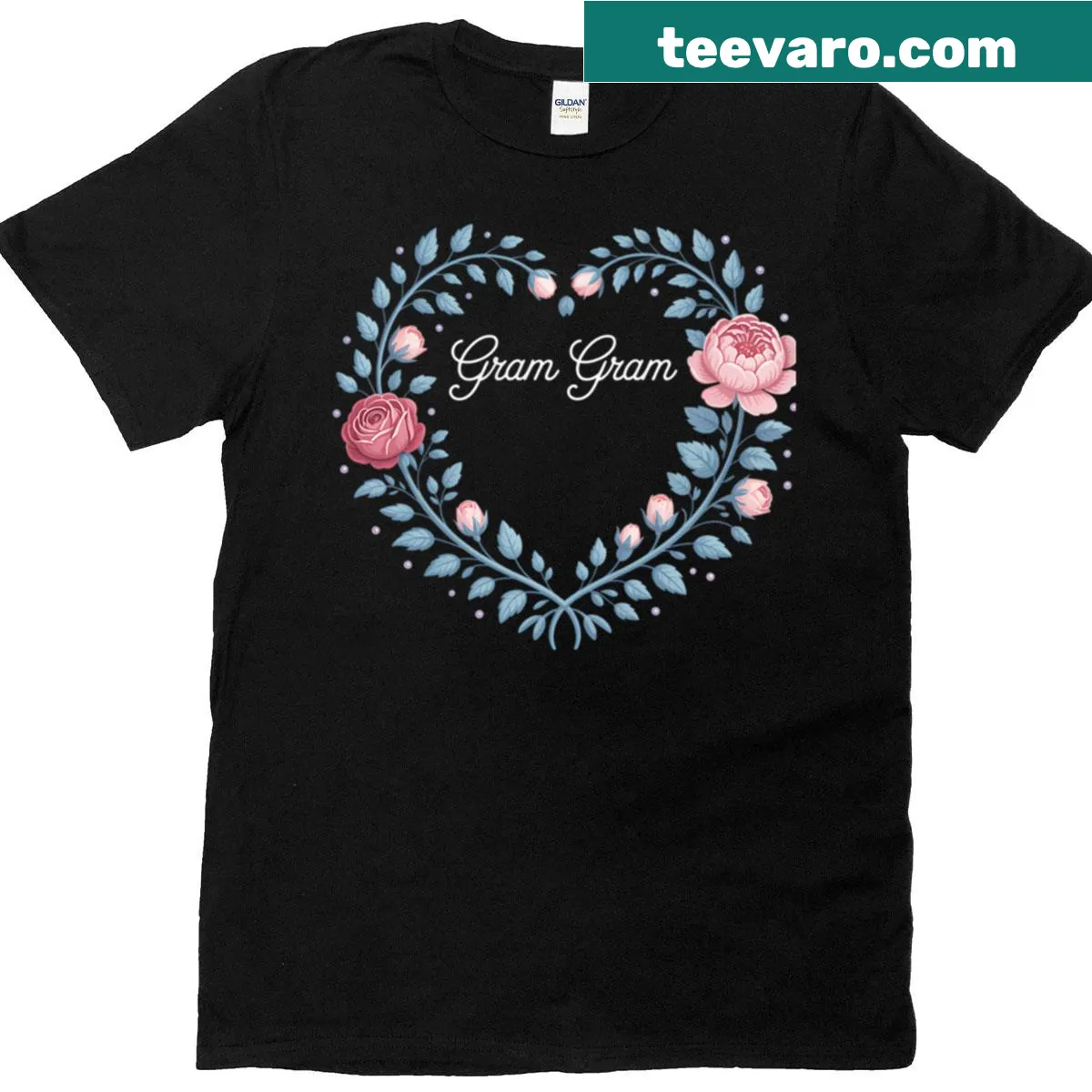 Vintage floral design with 'Gram' text celebrating grandmas — on a men's t-shirt