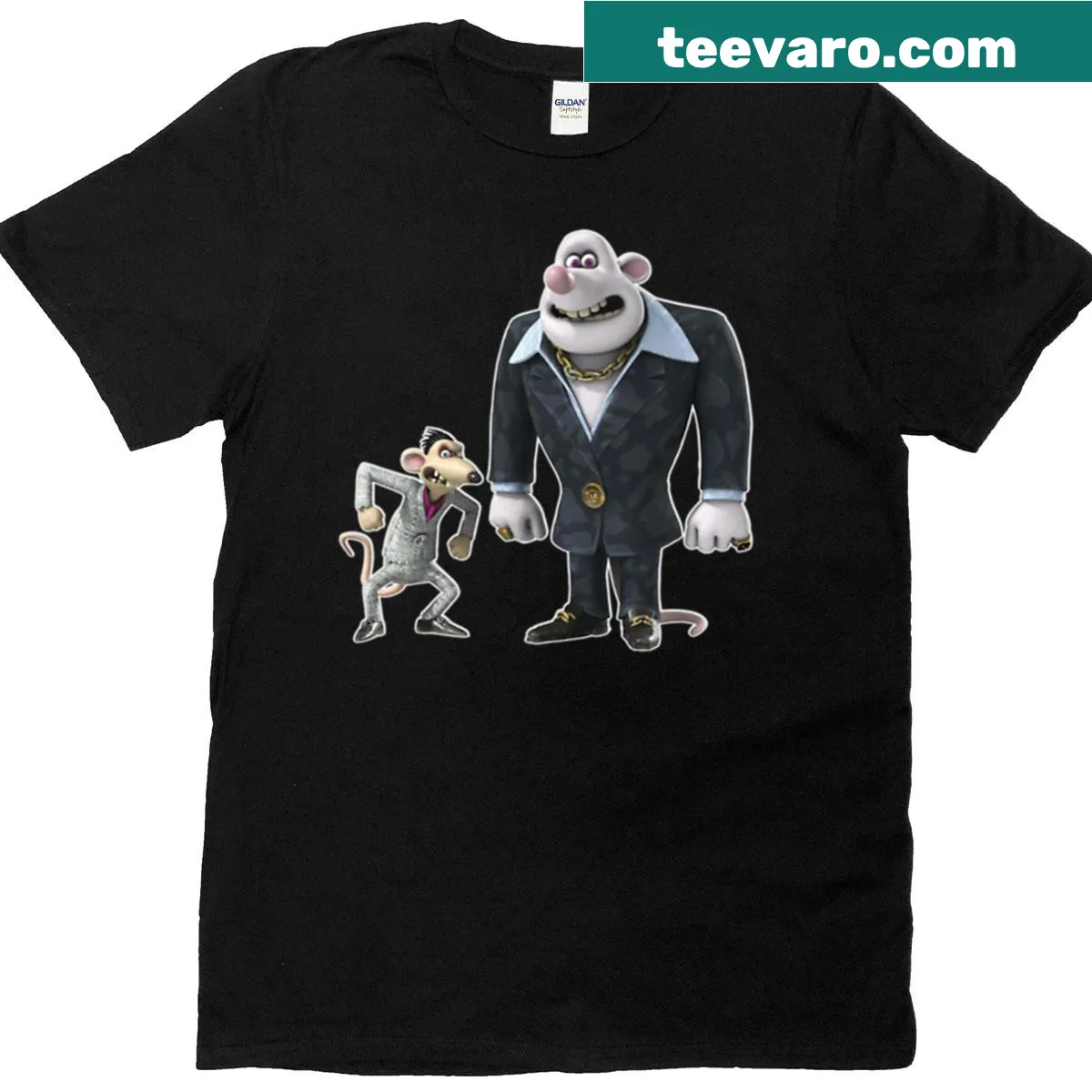 Illustration of Spike and Whitey from Flushed Away on t-shirt — on a men's t-shirt