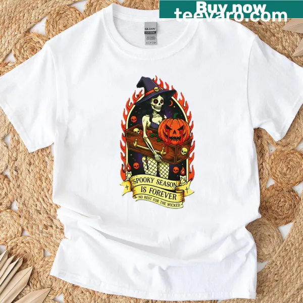 Spooky skeleton witch t-shirt for Halloween
