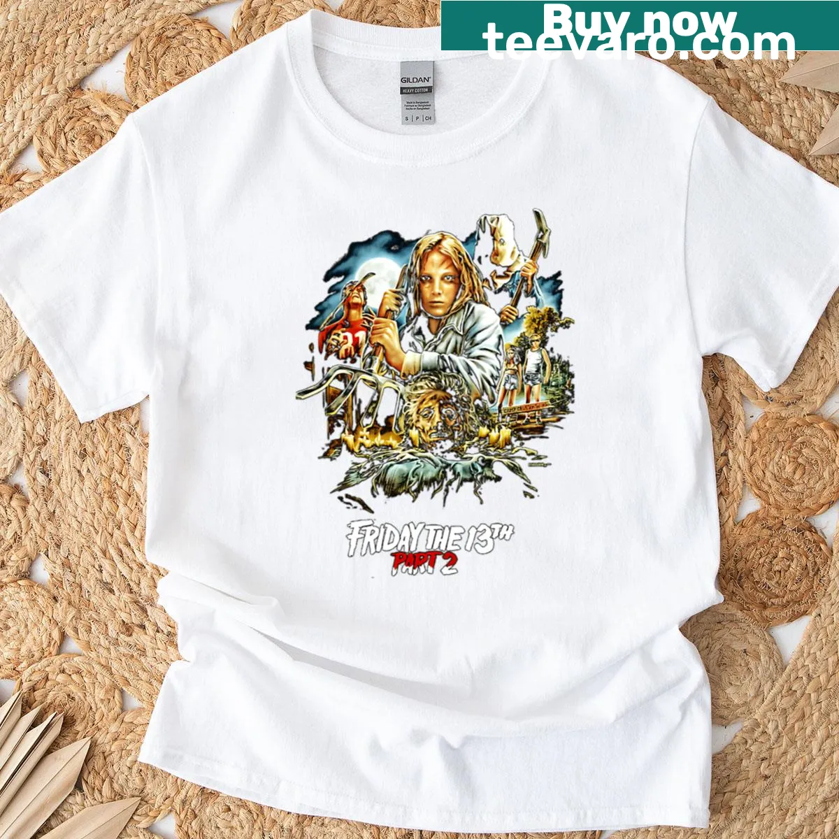 Friday the 13th themed T-shirt with horror graphic — on a men's t-shirt