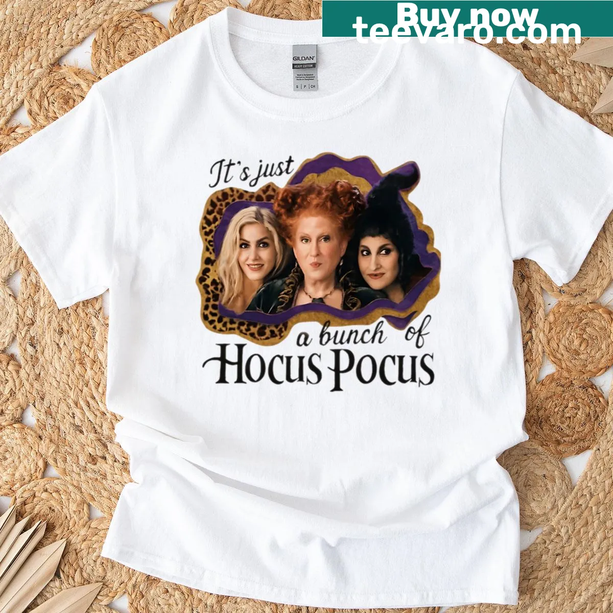 Vintage Halloween T-shirt with retro witches and magic inspired design — on a men's t-shirt