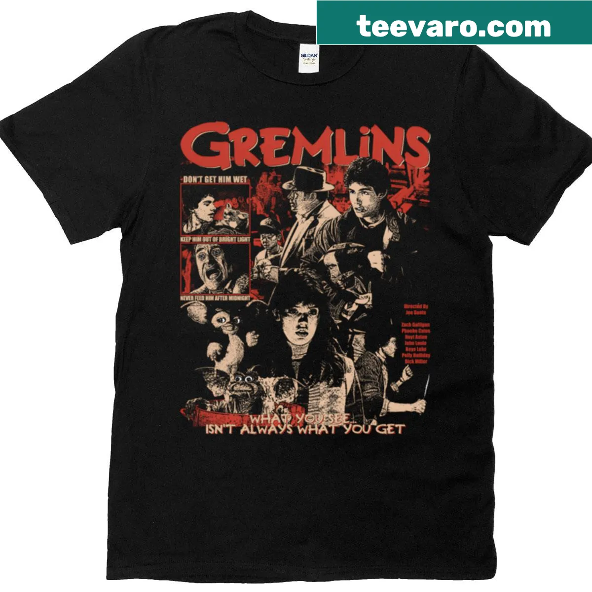 Vintage horror-themed T-shirt celebrating 80s Christmas movies. — on a men's t-shirt