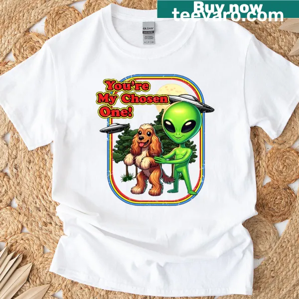 Cartoon Cocker Spaniel with alien theme graphic