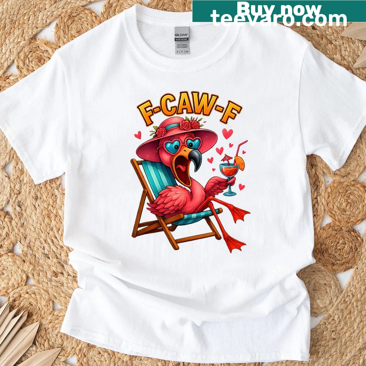Funny flamingo t-shirt with cocktail theme design — on a men's t-shirt