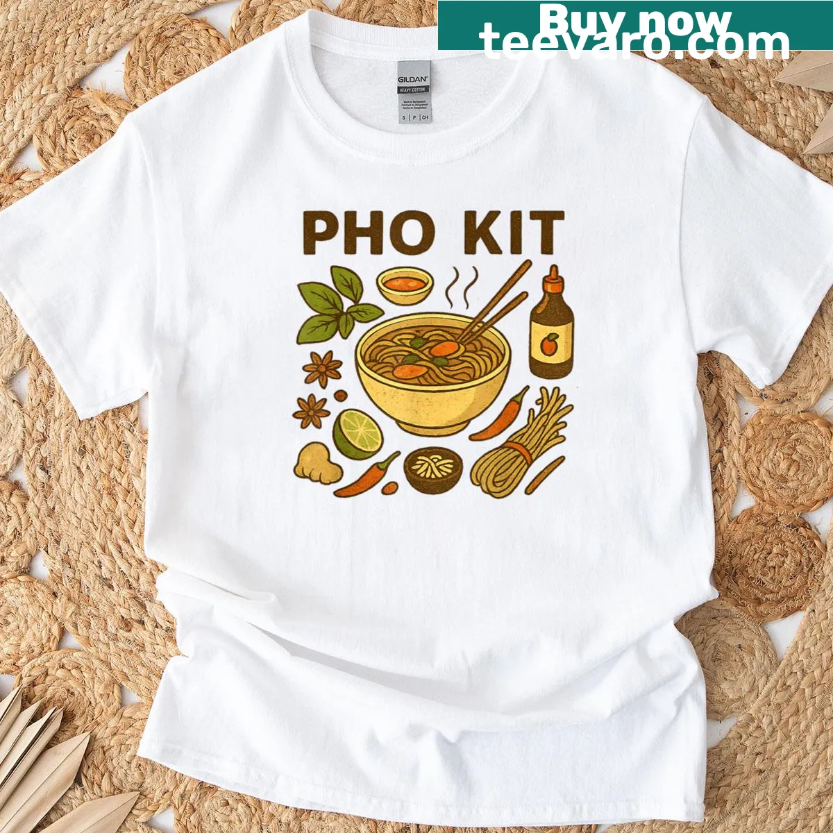 Humorous T-shirt featuring a funny graphic related to pho — on a men's t-shirt