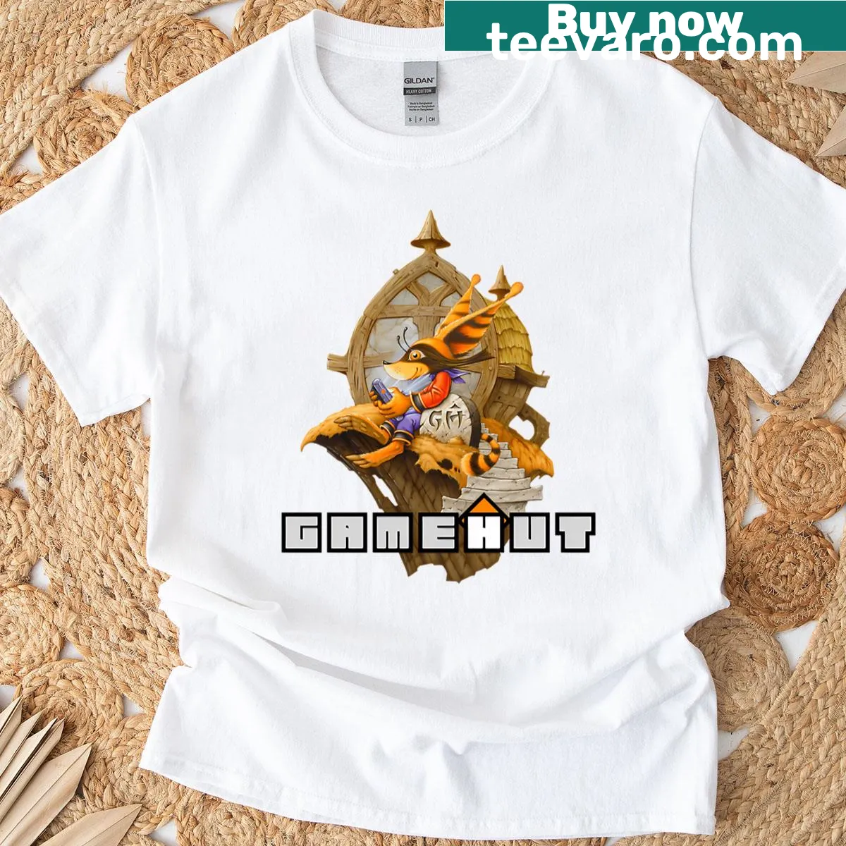 Gamehut logo graphic t-shirt for gamers — on a men's t-shirt